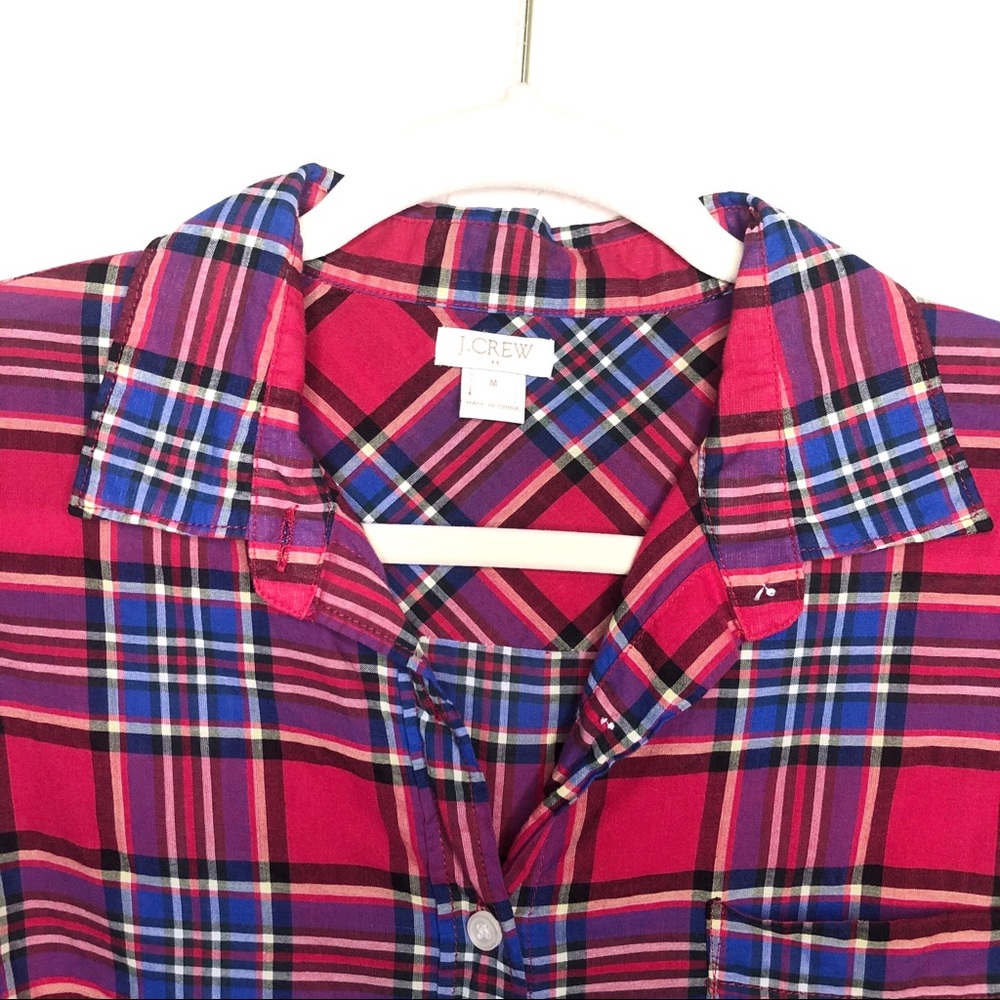 NWOT J. Crew Red Classic Plaid Button Down Shirt M - Picture 2 of 7